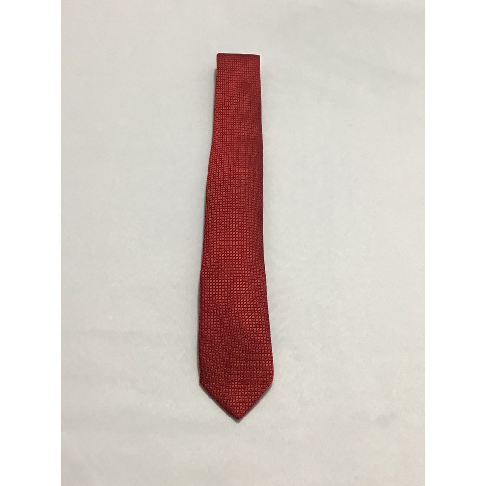 Thomas Pink Mens Silk Tie Red Micro Check Geometric Woven In England Necktie
